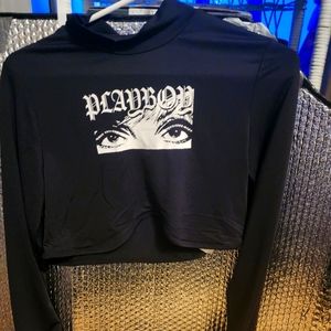 Long sleeved black crop top